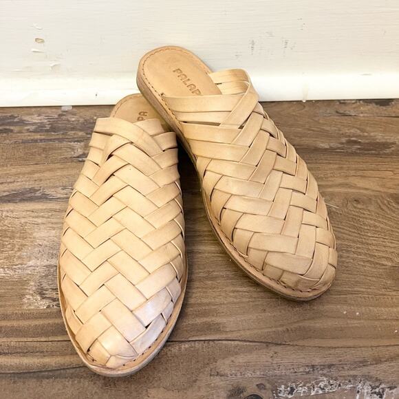 Palapa comala mule leather woven mule neutral minimalist st Agni flat summero - Picture 3 of 8
